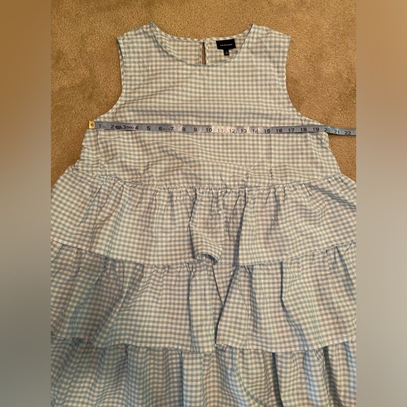 Who What Wear light blue and white tiered sleeveless cotton dress size large - Picture 3 of 8